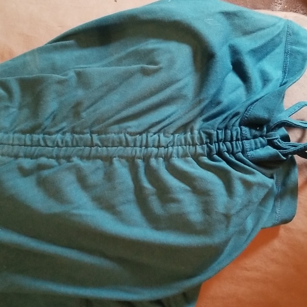 Teal Ruched Sides Tee - Picture 2 of 3